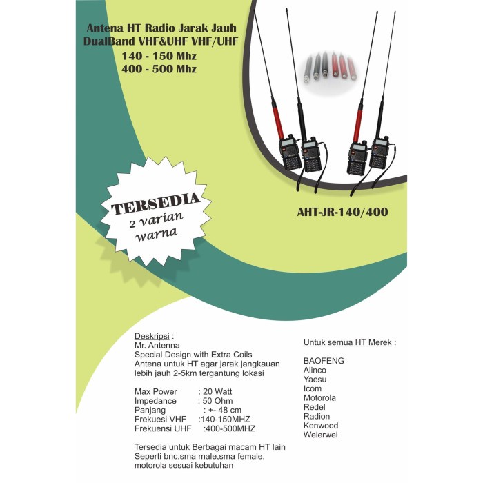 Original Antena Ht Radio Jarak Jauh Dualband Vhf&Uhf Vhf/Uhf