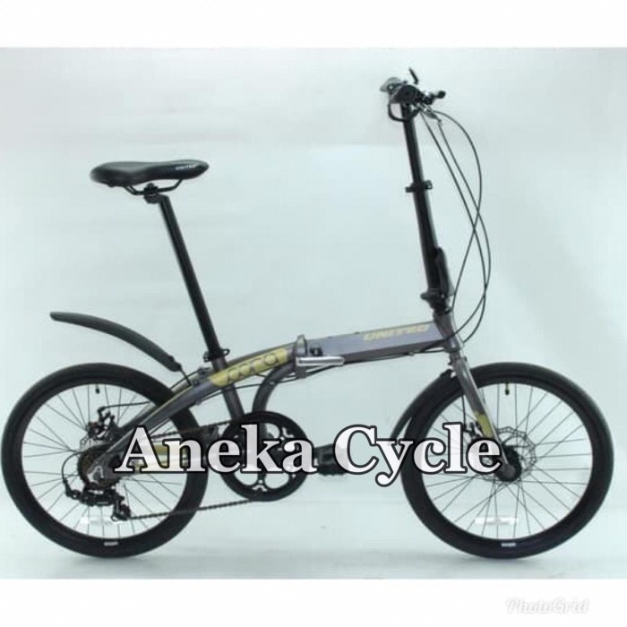 ✨Ori Sepeda Lipat United Cora 20 Frame Alloy Disc Brake Rem Cakram 7Speed Terbaru
