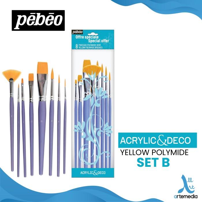 

Kuas Lukis Pebeo Yellow Polyamide Acrylic And Deco Brush Set