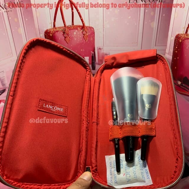 [Ori] Lancome Brush Set With Brush Pouch Full Size Make Up Brush Berkualitas