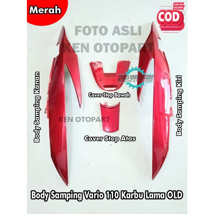 ✨New Ori Cover Body Bodi Samping Belakang Vario 110 Karbu Lama Old Merah Terbaru