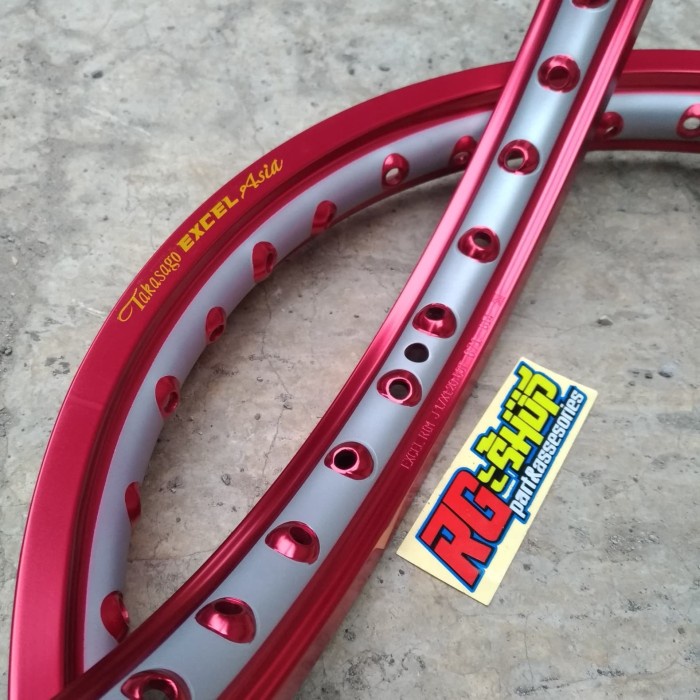 [Baru] Velg Takasago Two Tone Red Silver Ring 17 1.20-1.40 Ori Thailand Bisa Gojek