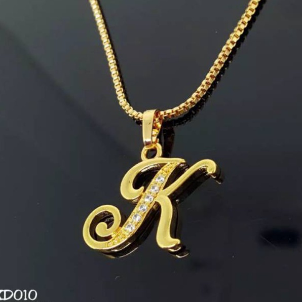 [Q۩53*W Fourfashion XD010 - Kalung Huruf Inisial Nama - Set Perhiasan Xuping Lapis Emas [PROMOBD7B]