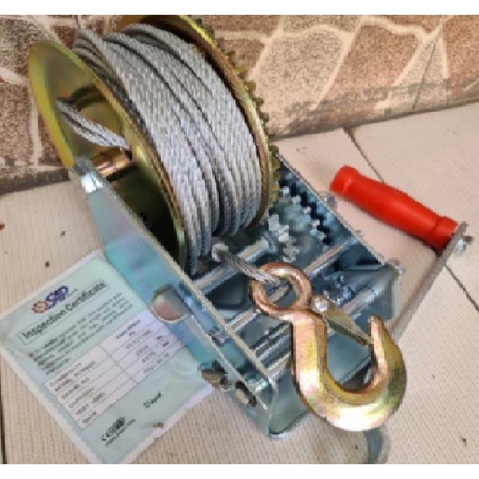 Hand Winch 3500Lbs Katrol Sling Baja 1500Kg Wire Rope Winch