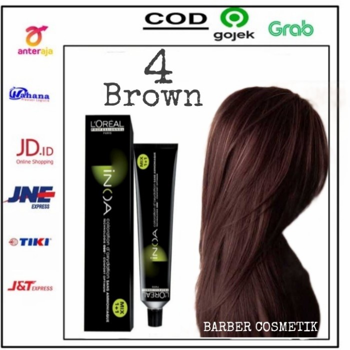 cat rambut loreal loreal inoa 4 BROWN pewarna rambut