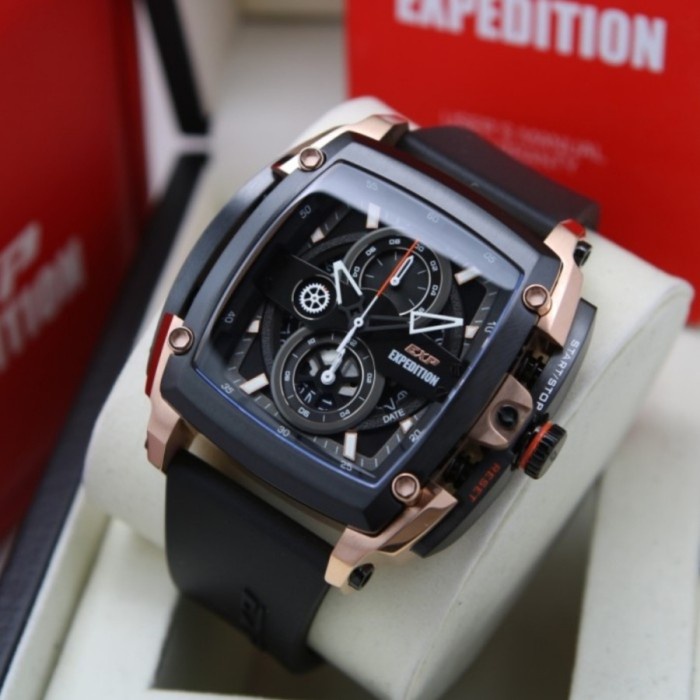 ✅Ori Jam Tangan Expedition 3008 Exp 3008 Pria Rosegold Black Ruber Original Terbatas