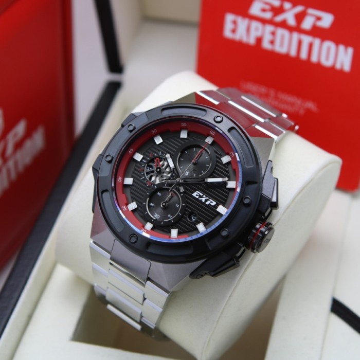 ✅Ori Jam Tangan Pria Expedition E 6818 E6818 Silver Red Rt Terbatas