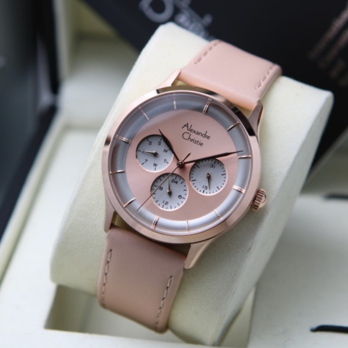 ✅Baru Alexandre Christie Cristie Ac28680L Wanita Rosegold Peach Kulit Ori Berkualitas