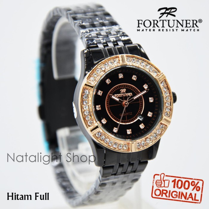 ✅Ori Jam Tangan Wanita Fortuner Fr8107 Original Rantai Hitam Mewah Murah Diskon