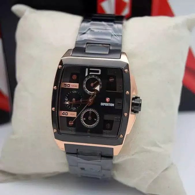 ✅New Jam Tangan Expedition Wanita Original E6636 Black Rosegold Terbatas