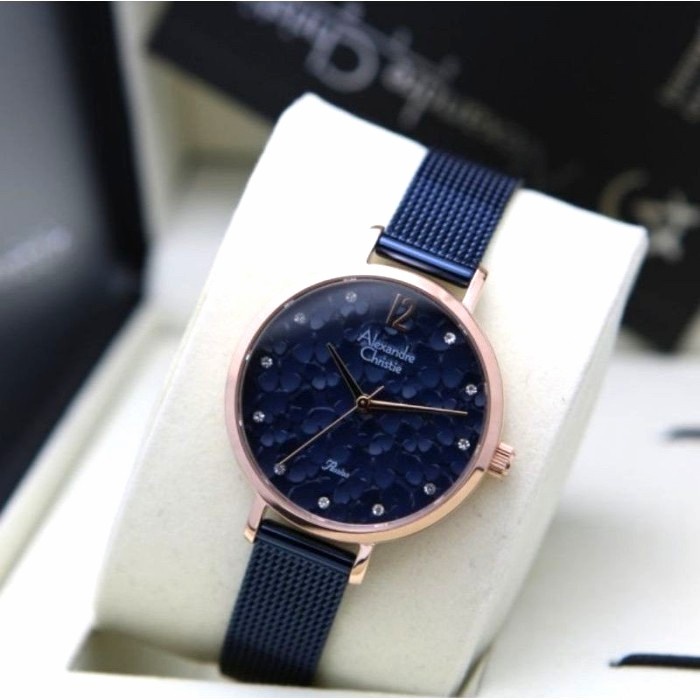 ✅Baru Alexandre Christie Ac2728 Ac 2728 Blue Rosegold Jam Tangan Wanita Terbaru