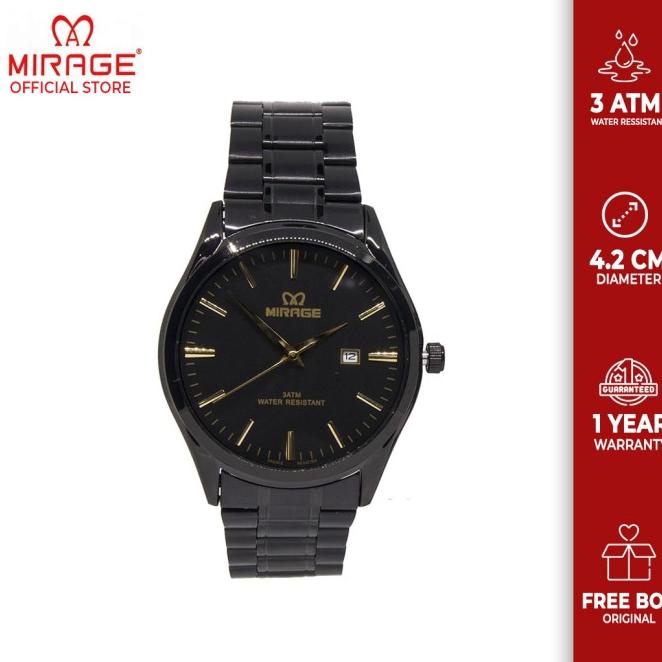 Jam Tangan Laki Mirage Original 8708L Hitam Full Black Model Terbaru