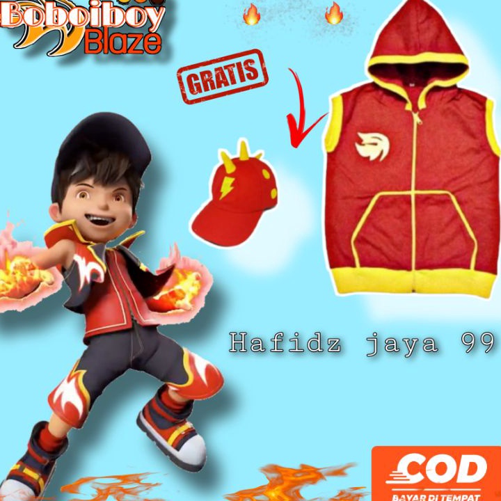 Baru SET ROMPI+TOPI KOSTUM BOBOIBOY API / KOSTUM BOBOIBOY BOBOBOY BOBOBOI API HALILINTAR/DAUN/AIR GA
