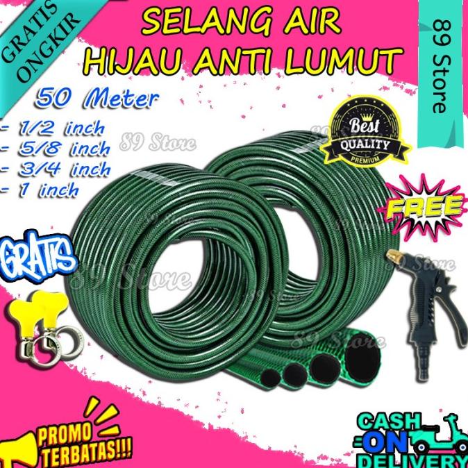 SELANG AIR 50 METER SERAT BENANG HIJAU ANTI LUMUT / SELANG AIR 1/2
