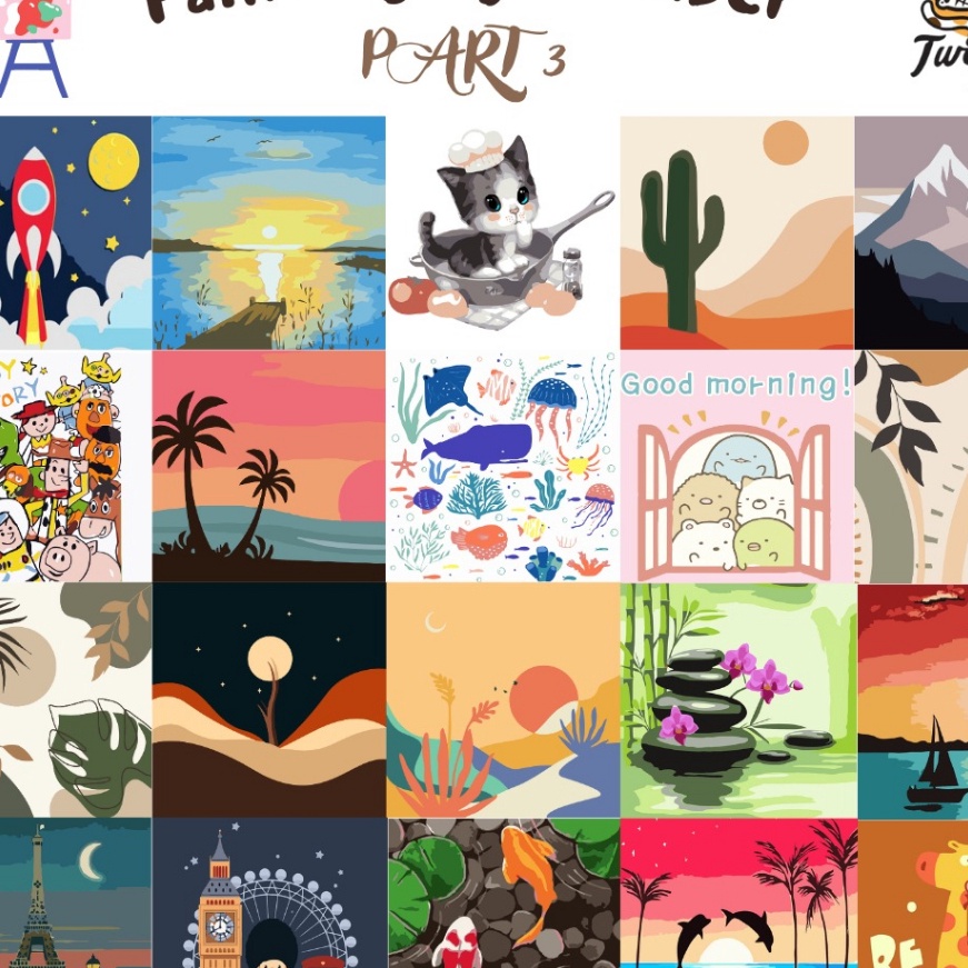

(I45✮] TweedyTgr - Paint By Number Children Canvas Painting / Set Kanvas Lukis Anak / Part 3..