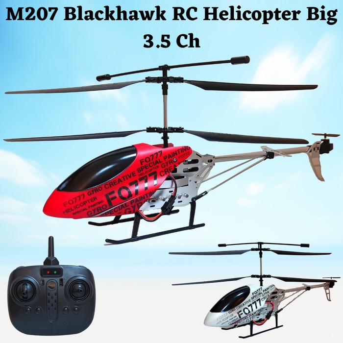 Terlaris Rc Helicopter Blackhawk M207 3,5Ch / Helikopter 4 Arah Uk Besar 45Cm