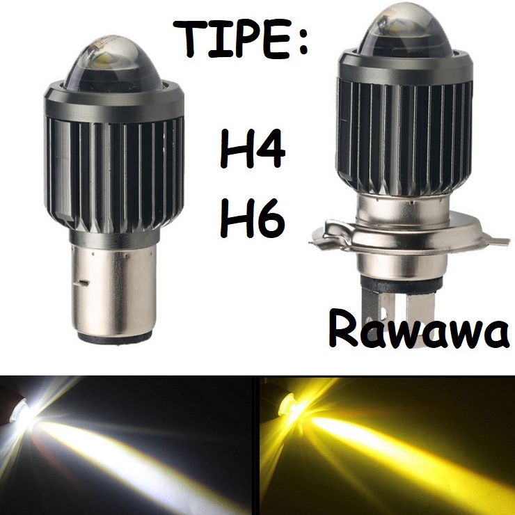 [♔P31@] Lampu LED LASER Utama Motor Mobil D2 H4 H6 HS1 BA20D 2 Warna Putih Kuning AC DC bohlam bulb 