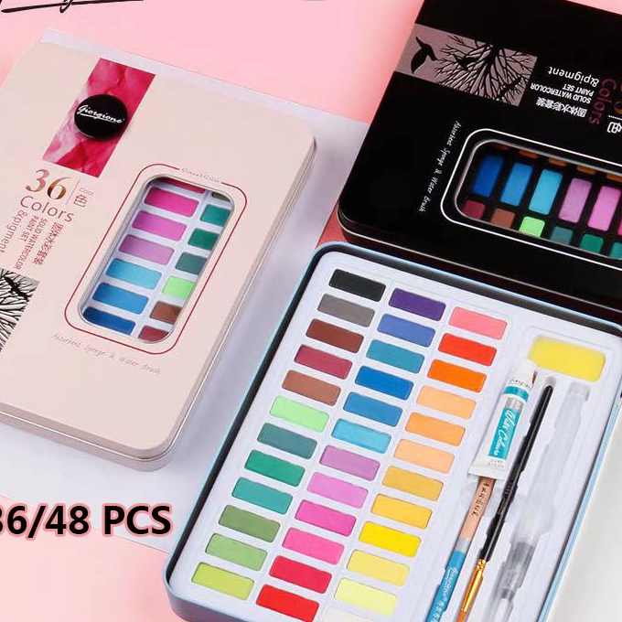 

[R22✉) Giorgione Cat Air Watercolor Set - 36/48 Warna Water Color Alat Cat Air Lukis Set (Termasuk kuas dan kertas gambar).!