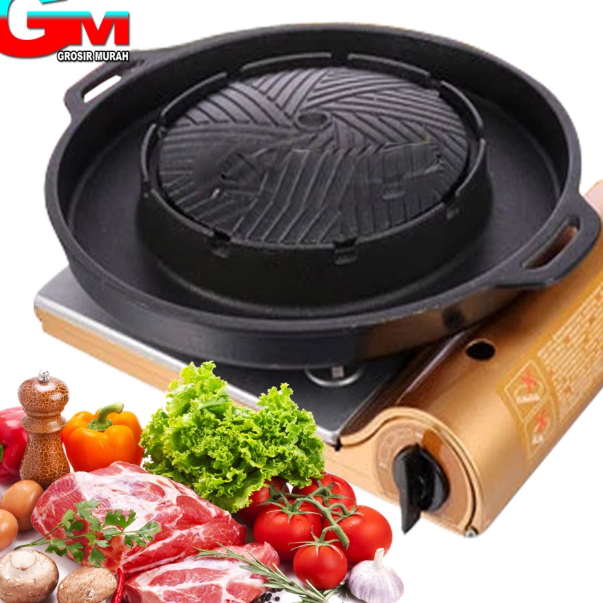 (P02➤> BBQ Plate Korean / Grill Pan Korea Barbecue Multifungsi Alat Steamboat Shabu Hot Pot Grill Pa