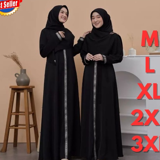 [O-10I❦) Abaya Hitam Polos Jetblack Turkey Modern Baju Gamis Hitam Polos Wanita Remaja Size M L XL 2