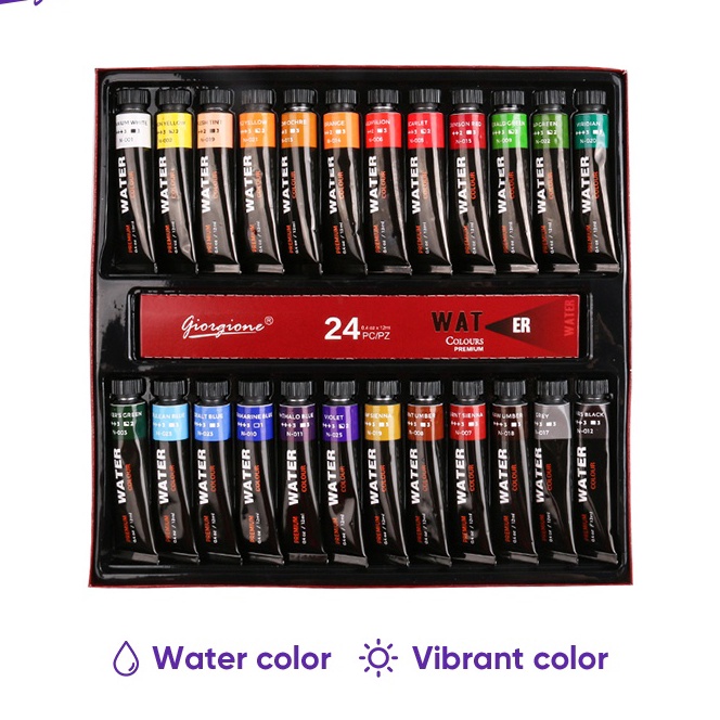 

(R13-☞> Giorgione Watercolor Paint Set Paket Cat Air 12/24 Warna 12ml/botol➸..!