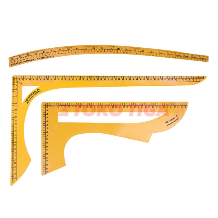 

Penggaris Pola Set Jumbo 3 Pcs No.03, 04, 05 Merek POLARIS (PS-03)