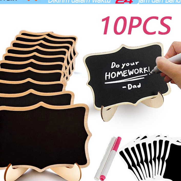 

(B44-☎) SET 10PCS Papan Tulis Kapur Kecil / Mini Chalkboard / Papan Kapur Menu Cafe / Papan RESERVED✯.
