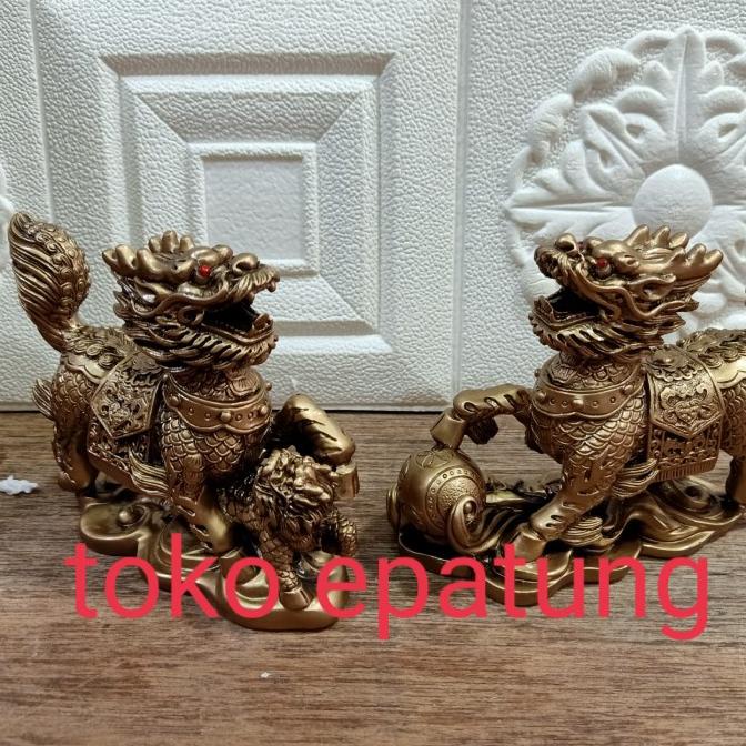 patung kilin / qilin / kirin / qi lin fiber - 5 inch - 02