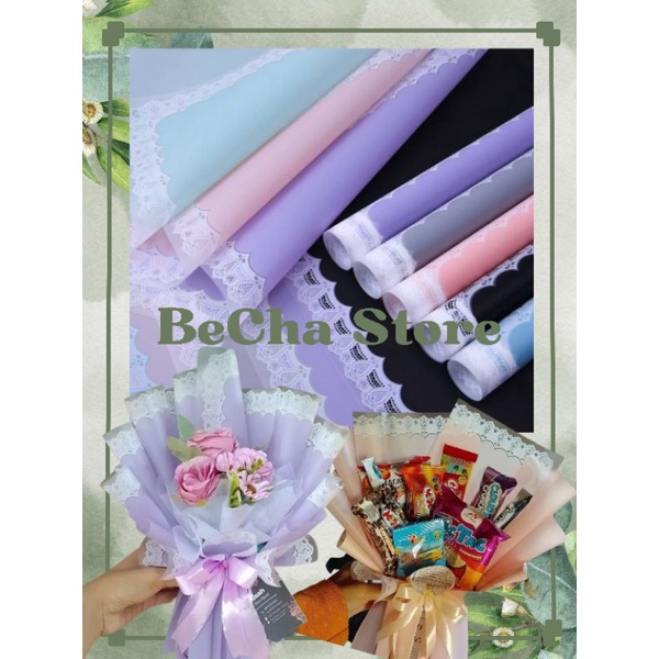 

Kertas Bouquet Lace Edge Kertas Buket Bunga Motif Renda Flower Wrapping Paper Cellophane Korean Flower