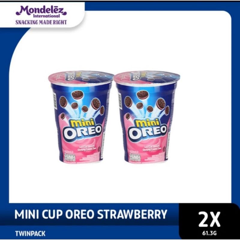 

Oreo Mini Biskuit Cup Krim Strawberry 61.3 gr Paket 2Pc