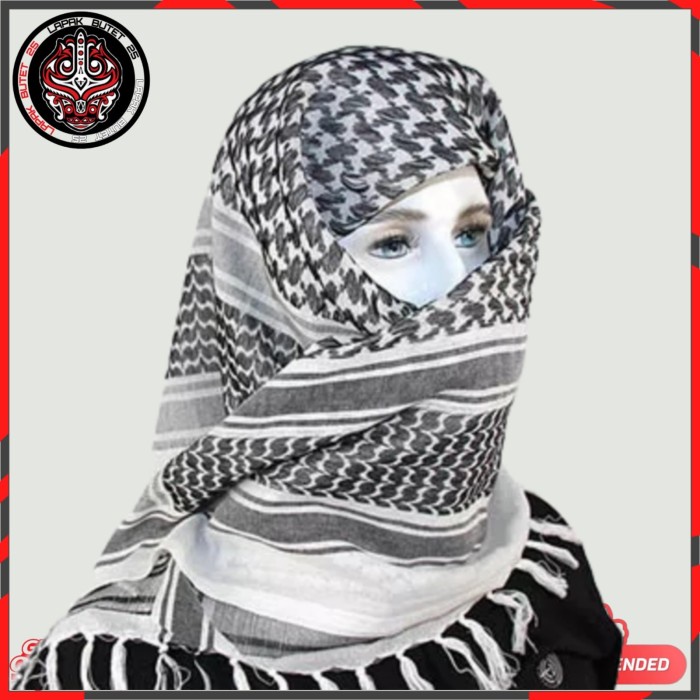 Sorban Sorban tactical/syal import/shemagh gurun pasir/syal umroh/syal leher - Putih(M9Z4) BEST SELL