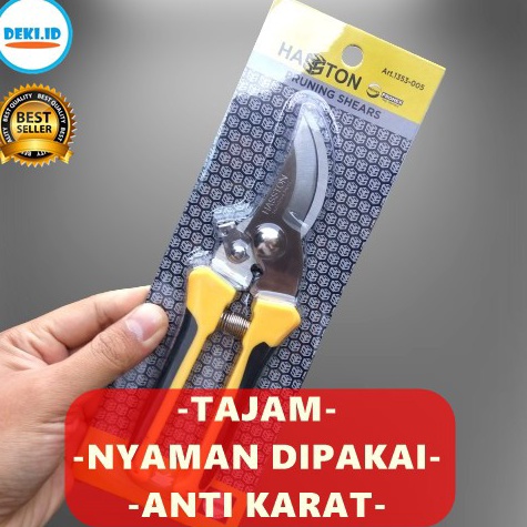 ・ Gunting Dahan Hasston Prohex 1353-005 Ranting Bunga Tanaman Pohon Stainless Steel Bonsai Teflon t 