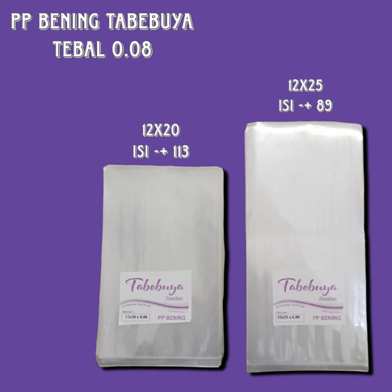 Plastik PP Bening Tabebuya Tebal 0.08 Uk 12x20 12x25