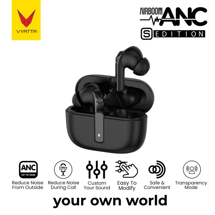 VYATTA AIRBOOM ANC S TWS BLUETOOTH HEADSET EARPHONE 25DB 4 MIC ENC