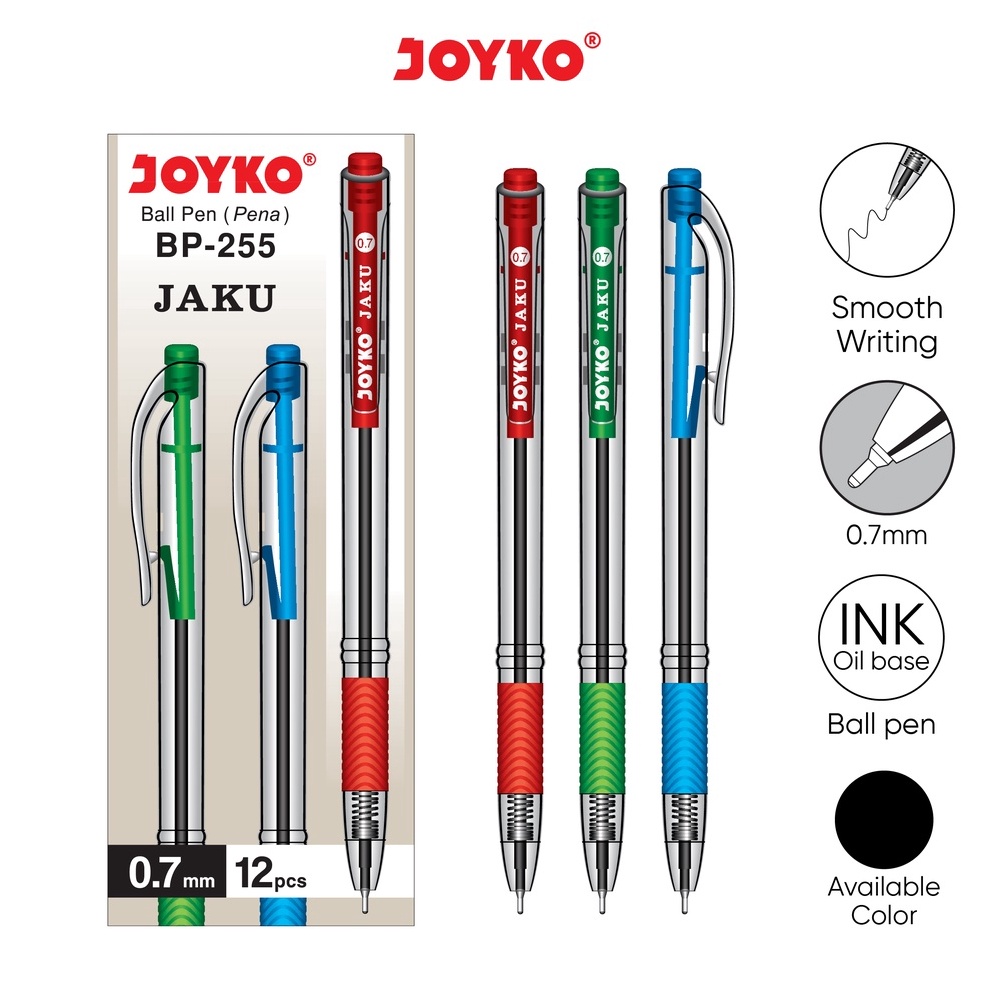 

WWRX2065 Ball Pen Pulpen Pena Joyko BP-255 Jaku 0.7 mm 1 Box 12 Pcs