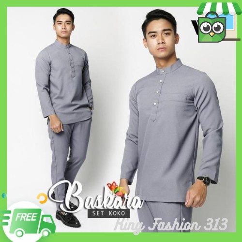 setelan koko pria dewasa Baskoro LD 116-120 bahan moscrepe panjang