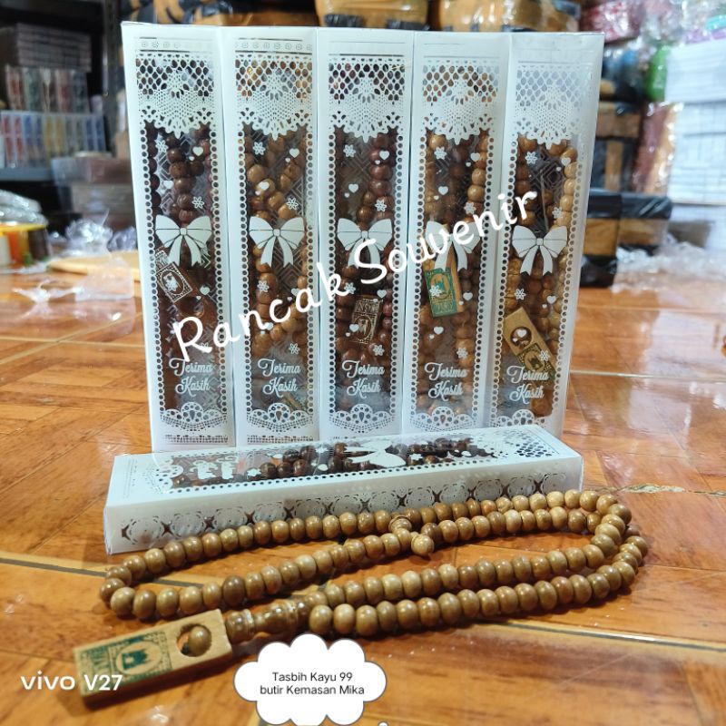 Isi 25 Pcs Souvenir Tasbih Kayu 99 Butir Kemasan Mika Motif Souvenir Dan Hadiah
