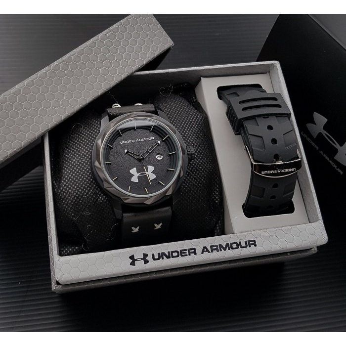 BISA COD Jam Tangan Pria Under Armour Analog Strap Kulit Bonus Tali Karet /JAM TANGAN ANTI AIR/JAM