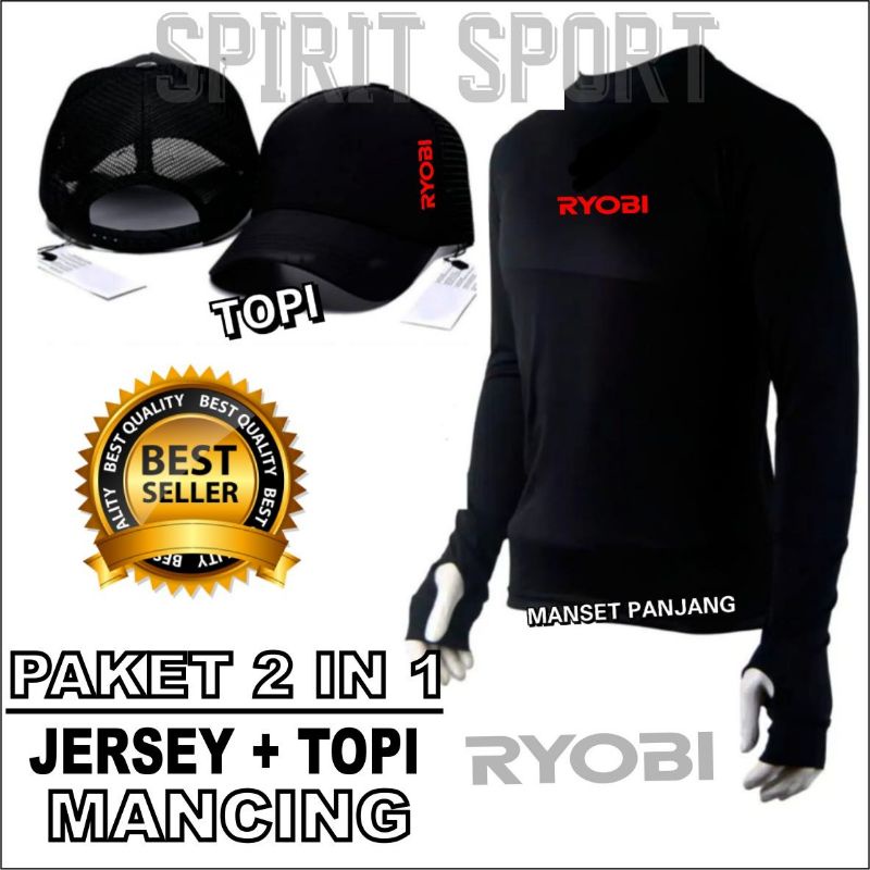 ⭐⭐⭐⭐⭐ Paket Jersey Mancing dan Topi Mancing Termurah Paket 2 in 1 RYB Adem Enak dipakai