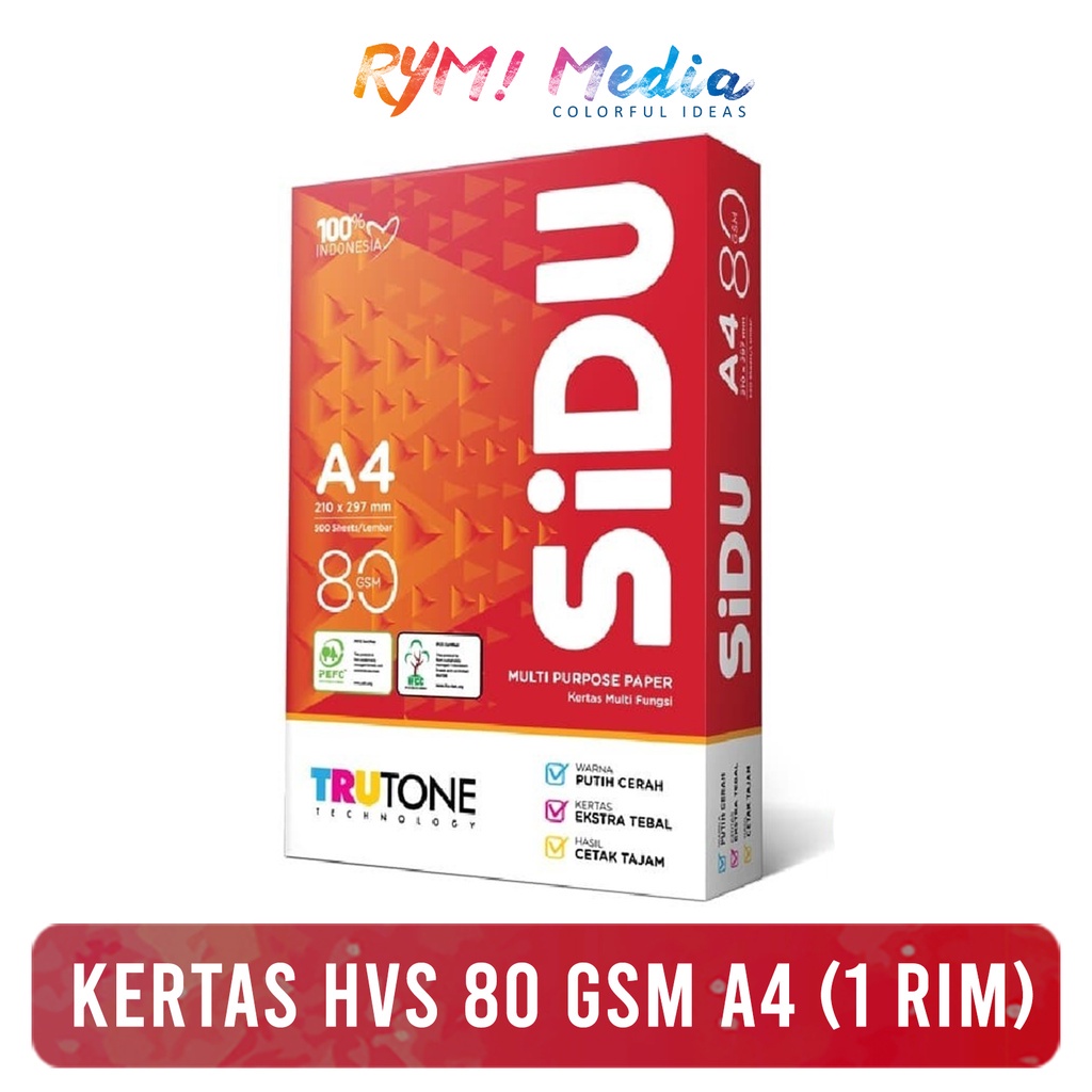 

Kertas Hvs 80 Gsm A4 1 Rim - Kertas Fotocopy Print A4 Putih 500 Lembar 80 Gram Sidu Rone Copy R Dus