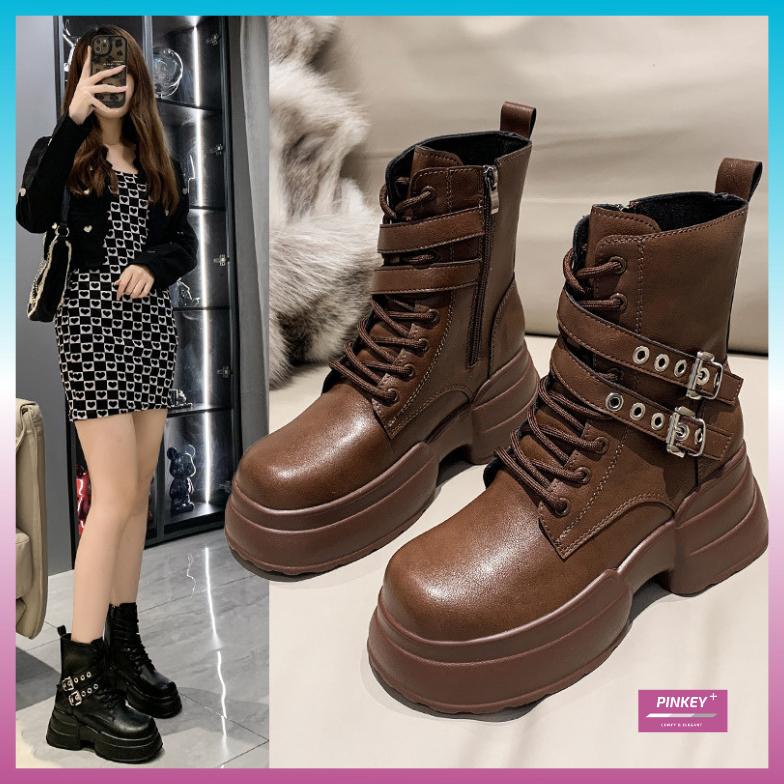 PINKEY P223 Sepatu Boots Hak Tinggi Wanita Premium Quality Boot Fashion