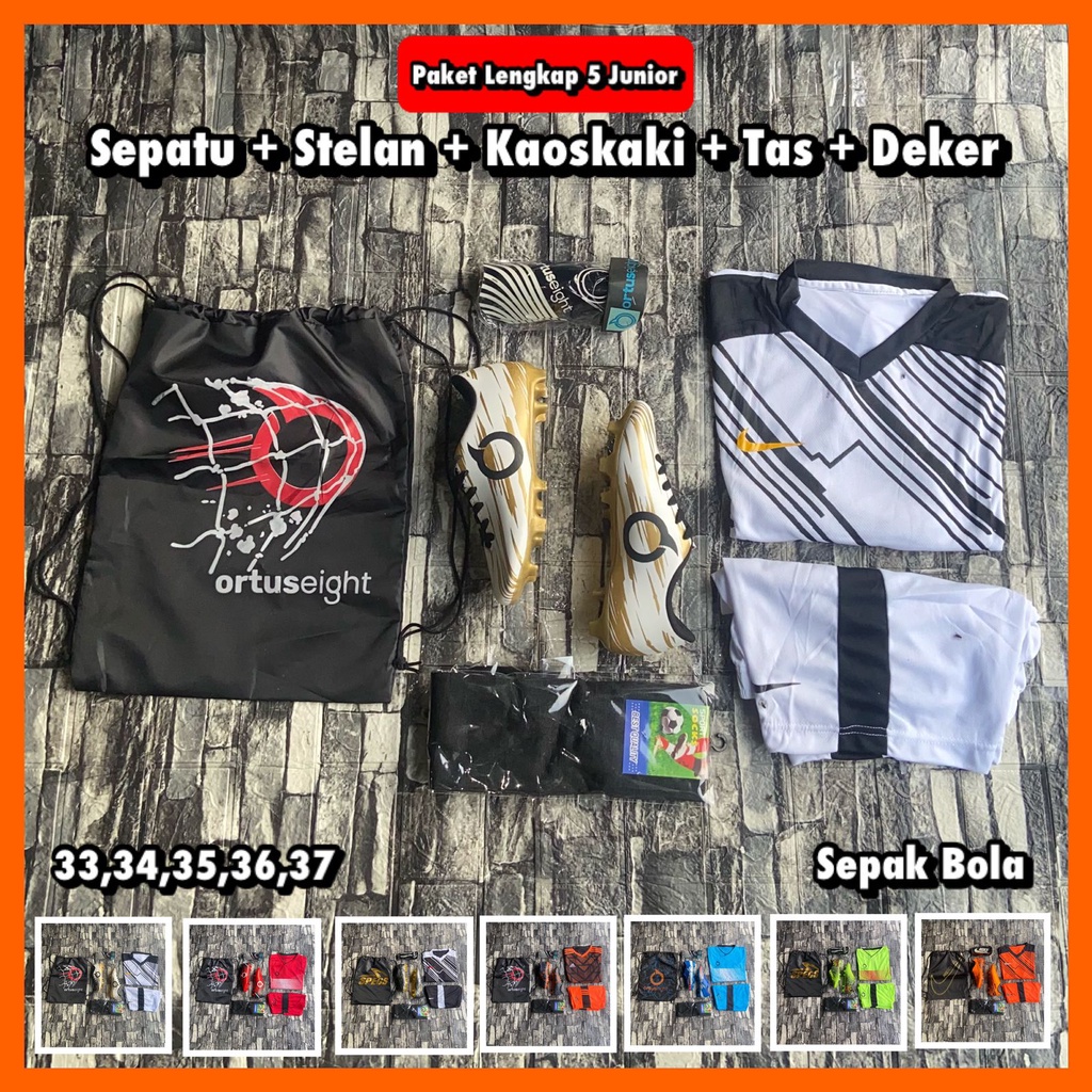 Paket Komplit 5 Sepatu Bola Anak Tk Sd Smp Ortus Ukuran 33 34 35 36 37 38