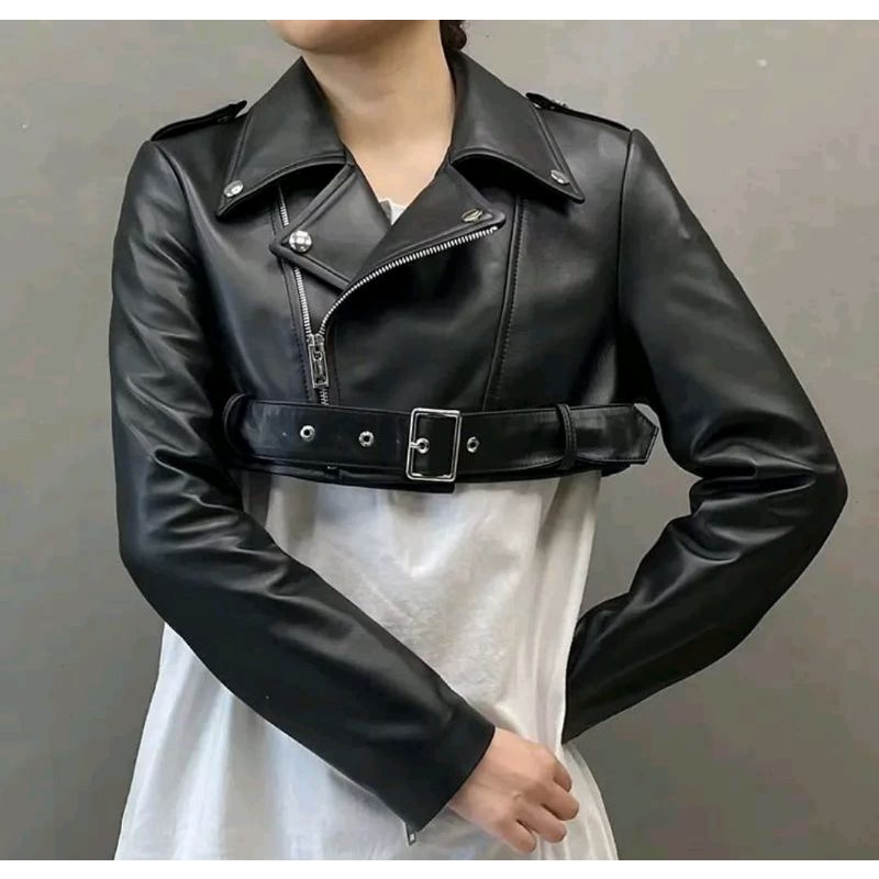 jaket kulit wanita ramones Changcuters Korea blazer style punk women shirt