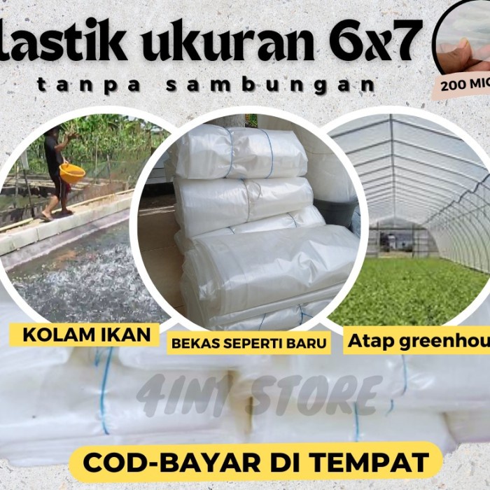 Plastik uv 200 micron lebar 7x6 meter tanpa sambungan kolam ikan atap