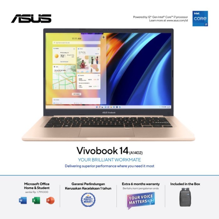 Laptop Asus VivoBook 14 A1402ZA-IPS752 i7 1260P 8GB SSD 512GB 14' FHD
