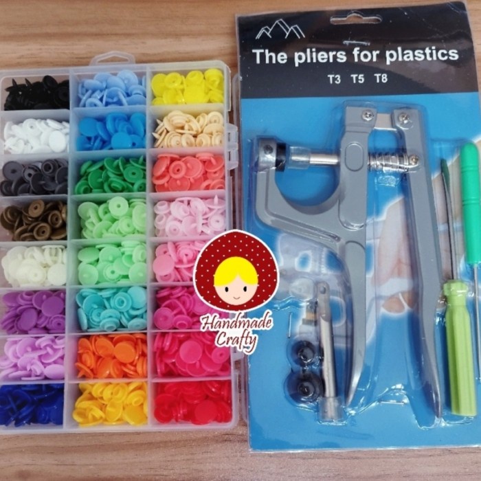 Alat Pasang Kancing Snap T5, T8 + 360 Set Kancing Snap 24 Warna Terbaru