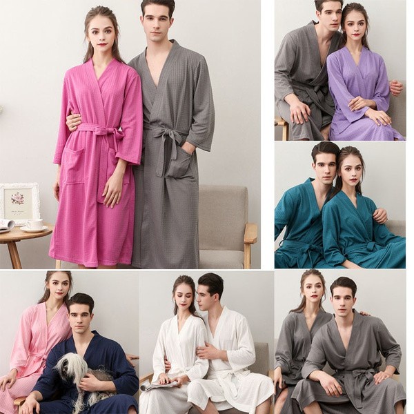 Kimono Handuk Kimono Wanita & Pria Bathrobe Dewasa Bahan Handuk Terry Soft - Biru(V5T2) Kimono Linge