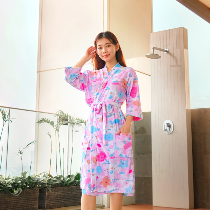 Kimono Kimono Handuk Dewasa Wanita Size (L/XL) / Motif Fleur / Kimono Mandi - Standar (L)(W3V5) Kimo