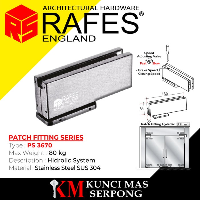 Terlaris Patch Fitting Kms Ps 3670 Engsel Pintu Kaca Rafes