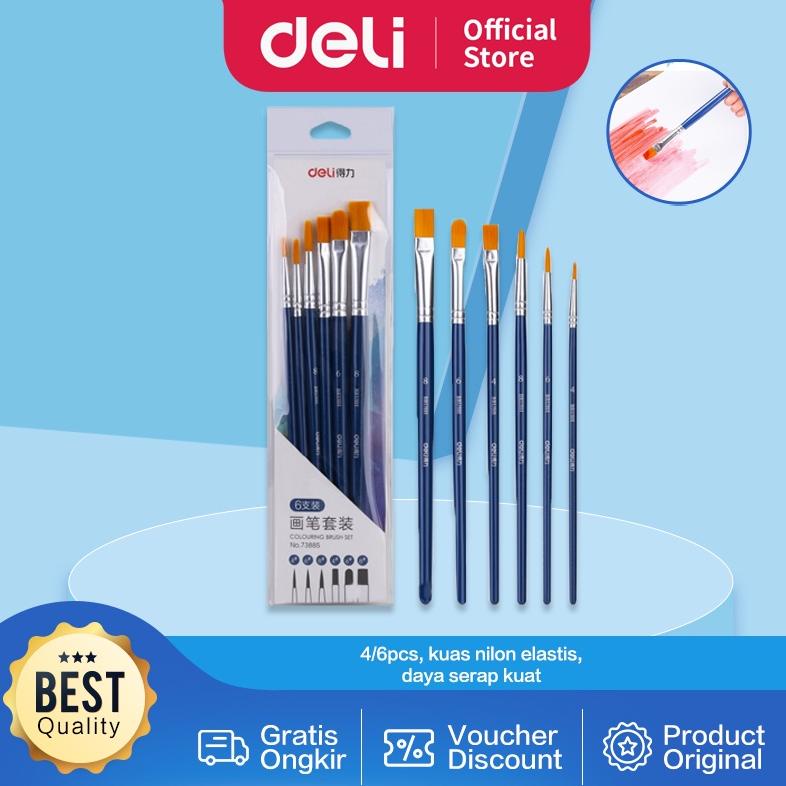 

Deli set kuas warna biru (4/6pcs /pack) kombinasi bentuk kuas untuk memenuhi kebutuhan melukis 738X0